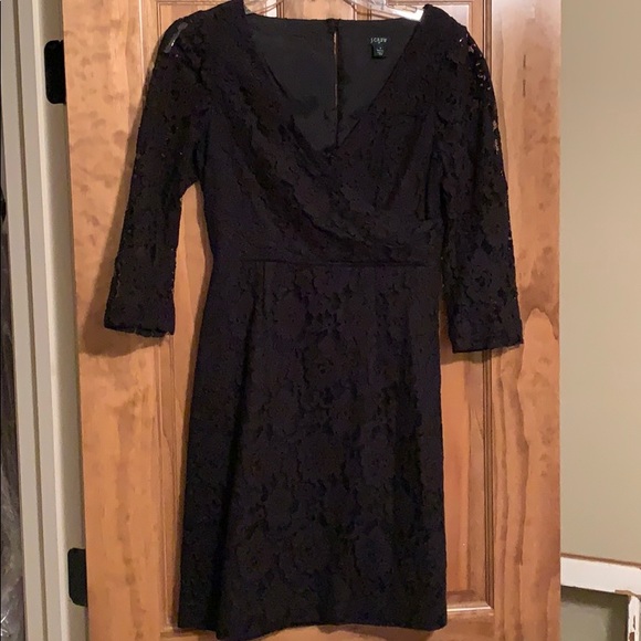 j crew black lace dress